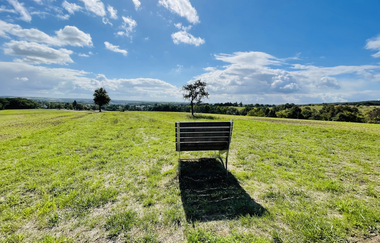 Waldsofa auf einer grünen Wiese unter blauem Himmel | © Stadt Sinsheim