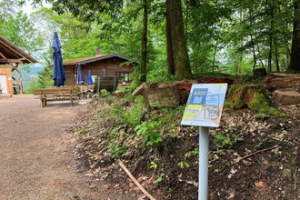 Weitersehen-Stationsschild vor Neckarriedkopfhütte | © Landratsamt Rhein-Neckar-Kreis