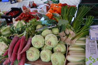 Gemüsestand auf dem Wochenmarkt | © Unbekannt