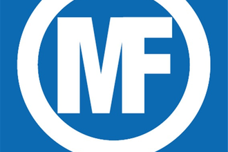 Logo von Menachem & Fred - Wanderweg, weißer Kreis mit weißen Buchstaben M und F auf blauem Hintergrund | © Stadt Sinsheim