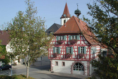 Blick auf der Fachwerkgebäude der Ortsbücherei Nordheim | © Gemeinde Nordheim