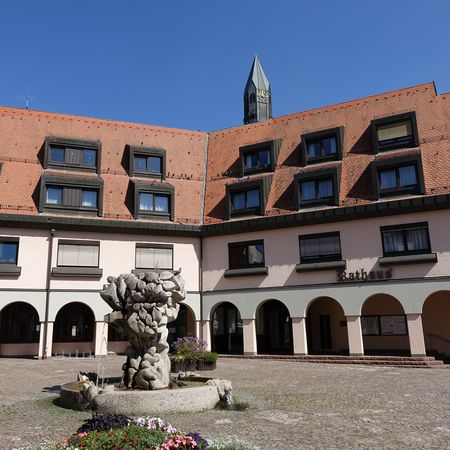 Brunnen, Marktplatz, Rathaus und Hotel in Neckarwestheim